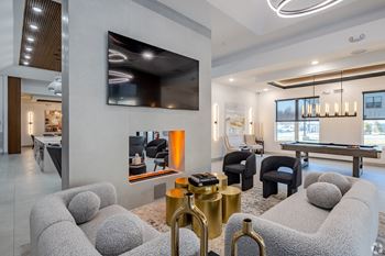 Clubroom with fireplace